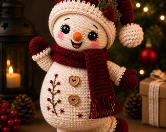 Christmas Snowman Crochet Pattern PDF | Amigurumi Santa Snowman Tutorial | Cute Holiday Digital Download | Beginner Friendly DIY Gift