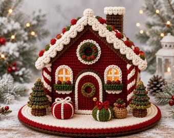 Christmas Crochet Gingerbread House Pattern PDF, Holiday Amigurumi Decor, Christmas Cottage, DIY Crochet Tutorial, Digital Download