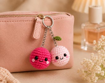 Crochet Fruit Keychain Pattern PDF, Pink Kawaii Keychain Crochet Pattern, Amigurumi Keychain Pattern, Digital Download, DIY Gift
