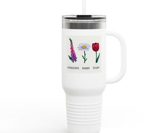 Foxglove Daisy Tulip travel mug | 40oz insulated tumbler