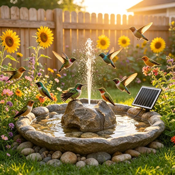 Solar Powered Rock Fountain Pump, Simulated Rock Solar Water Fountain with Multiple Spray Nozzles, Outdoor Garden Pond Bird Bath Patio Decor