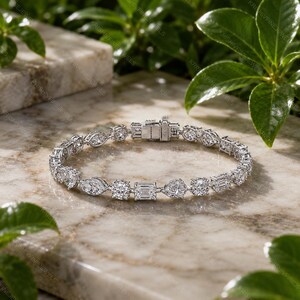 Pulsera de tenis con diamantes cultivados en laboratorio de formas variadas / Diamantes de talla mixta de 12,93 quilates (certificados por IGI)