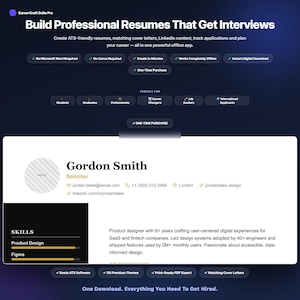 Resume Builder Software | CV Maker App, 50 Templates, Job Tracker (Digital Download)
