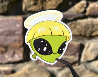 Aliens Go To Heaven Sticker | Alien Art | Cute | Surreal | Indie