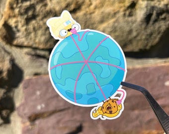 Long-Distance Cup Calls Sticker | Silly Friendship Sticker | Cute Surreal | Best Friend Present | Nostalgia