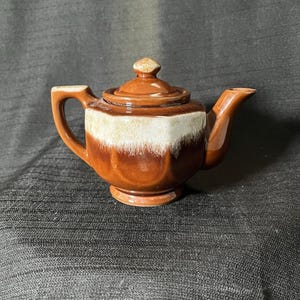 Stary ceramiczny dzbanek do herbaty z pokrywką, brązowy, szkliwiony, dekoracja do domu, kolekcjonerski