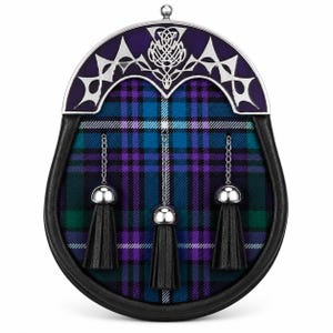 Pride of Scotland Tartan Sporran | Handgefertigtes Leder-Kilt-Accessoire mit Kettengürtel