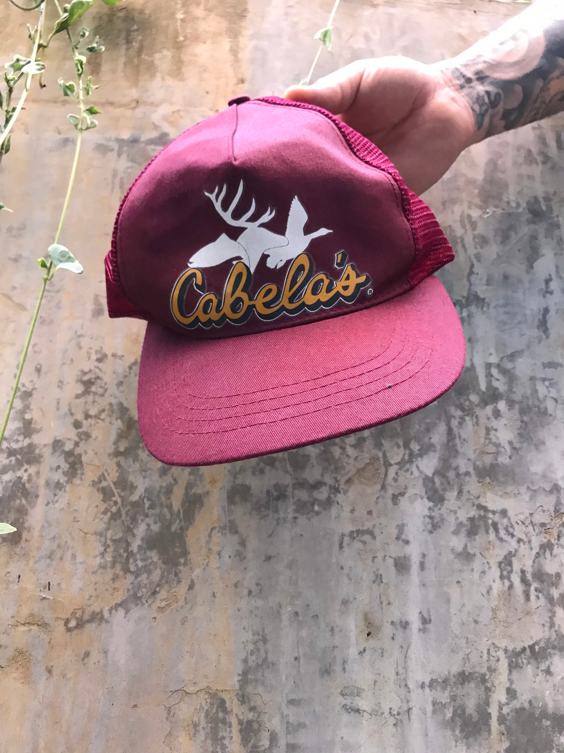 Vintage 80s Cabela's Hat Trucker Snap Back Mesh American Outdoor Store 