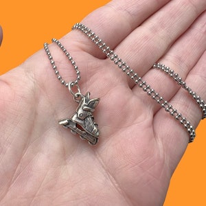 Vintage 1990s Rollerblade Sterling Silver Pendant on Ball Chain Necklace jewelry for men or women gender neutral 90s kid image 2