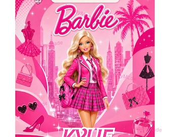 Pink Fashion Doll Custom School Supply Template
