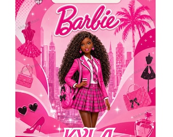 Pink Fashion Doll Custom School Supply Template
