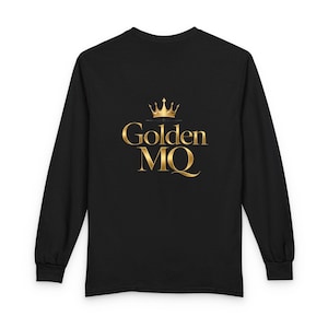 Metallic Gold MQ Crown Monogram Long Sleeve Tee | White