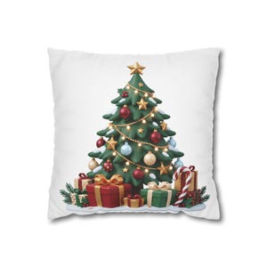 Christmas Tree with Presents Pillowcase | Square Pillowcase, Holiday Tree Ornaments