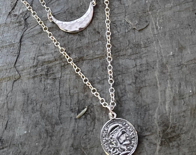 Sterling Silver Coin Layered Necklace