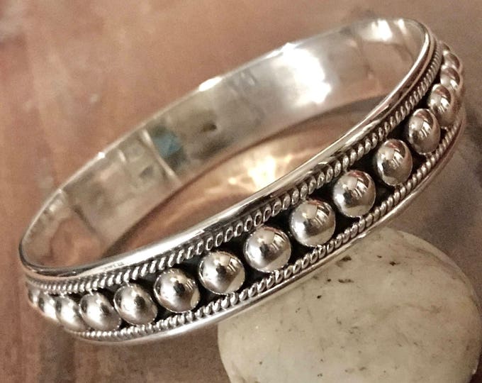 Sterling Silver Beaded Bangle Bracelet