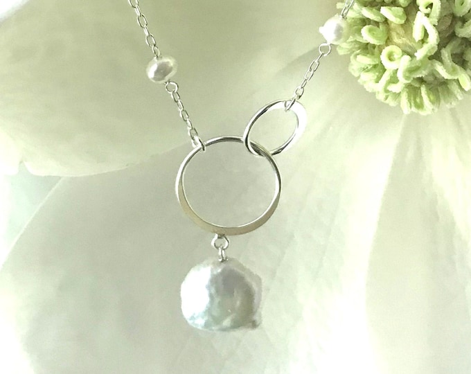 Sterling Silver Freshwater and Coin Pearl Necklace