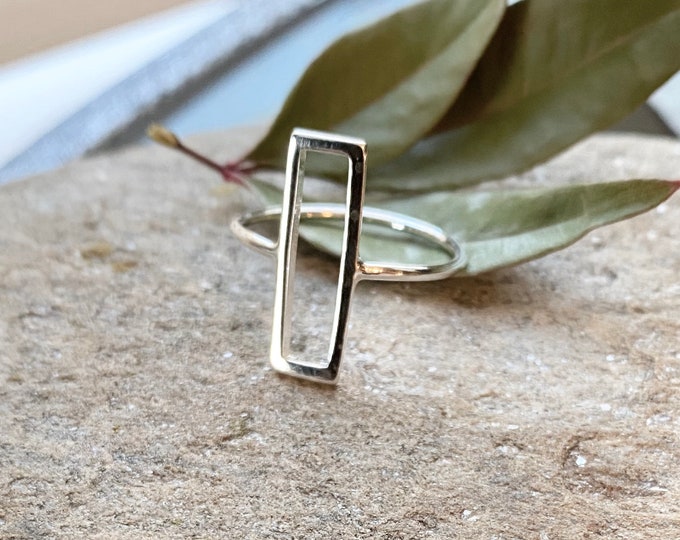 Sterling Silver Rectangle Cutout Ring