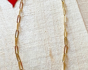 Gold over Sterling Silver Paperclip Chain Smooth Link
