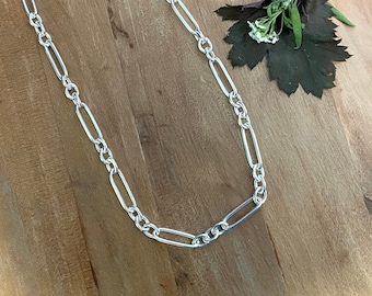 Sterling Silver Larger Paperclip With Circle Link Chain