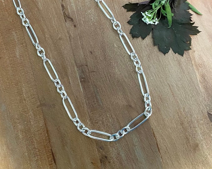 Sterling Silver Larger Paperclip With Circle Link Chain
