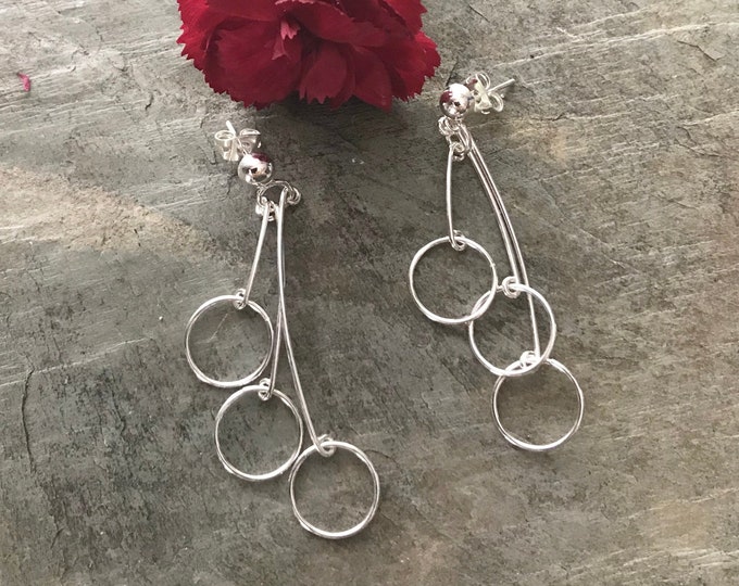 Triple Circle Sterling Silver Earrings