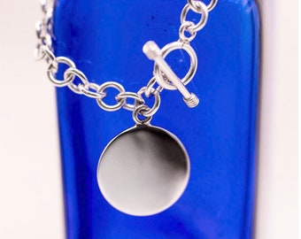 Sterling Silver Monogram Link Bracelet with Large Charm