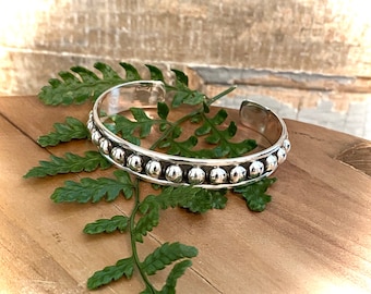 Sterling Silver Beaded Cuff Bracelet