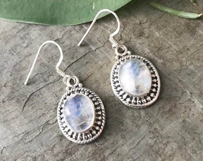 Sterling Silver Rainbow Moonstone and Sterling Earrings