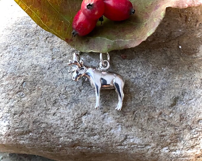 Sterling Silver Moose Charm Pendant