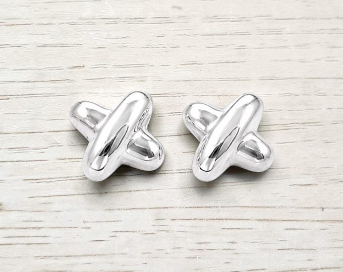 Criss Cross Clip-On Earrings in Sterling Silver