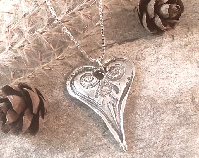 Sterling Silver Freeform Heart Necklace or Pendant