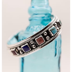 Sterling Silver and Multi Stone Cuff Bracelet