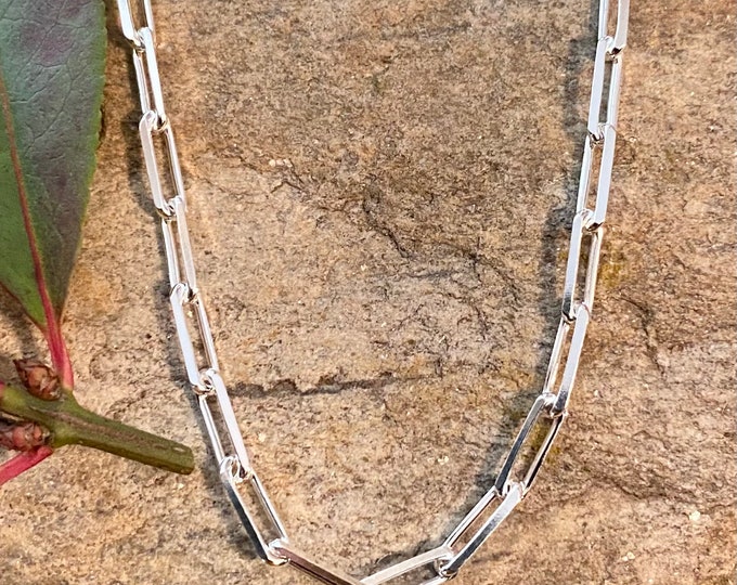 Sterling Silver Paper Clip Link Anklet