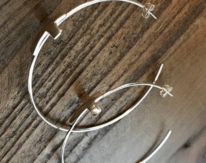 Large Hoop Earrings with Crosses