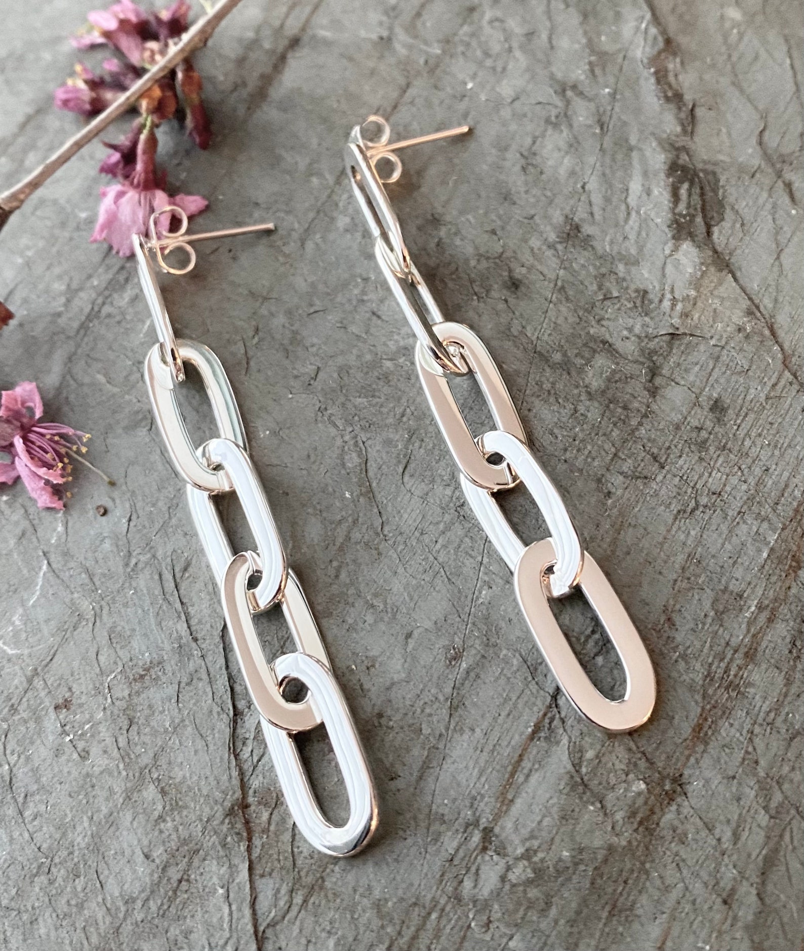 Sterling Silver Paper Clip Style Earrings Etsy