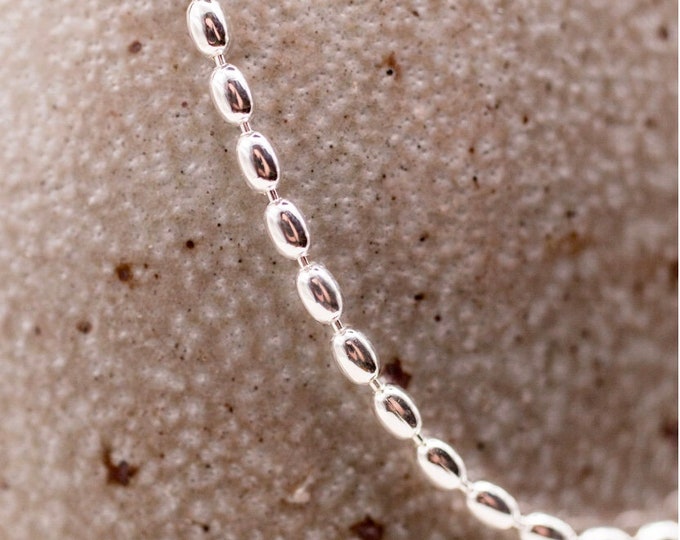 Sterling Silver 925 Rice Bead Chain