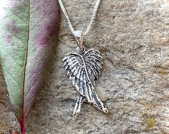 Sterling Silver 925 Double Angel Wing Necklace Pendant