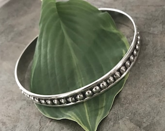 Sterling Silver Beaded Bangle Bracelet