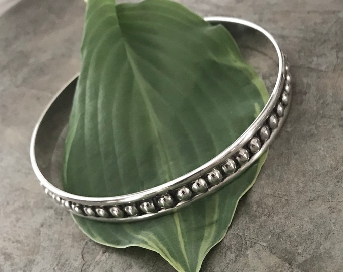 Sterling Silver Beaded Bangle Bracelet