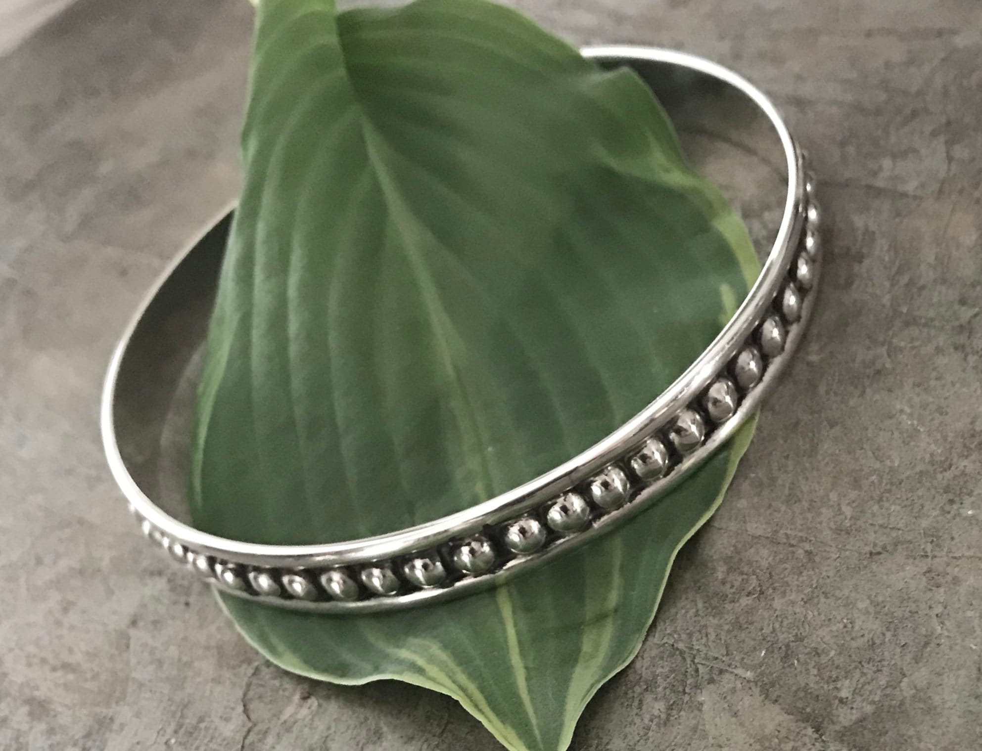 Sterling Silver Beaded Bangle Bracelet