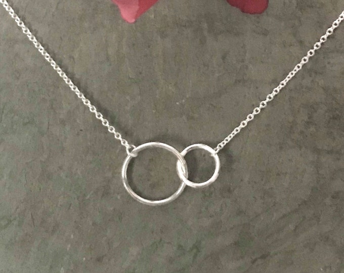 Sterling Silver Double Circle Mother Daughter/Friendship Necklace