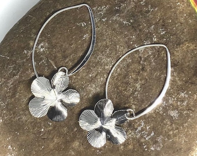 Long Flower 925 Sterling Silver Earrings