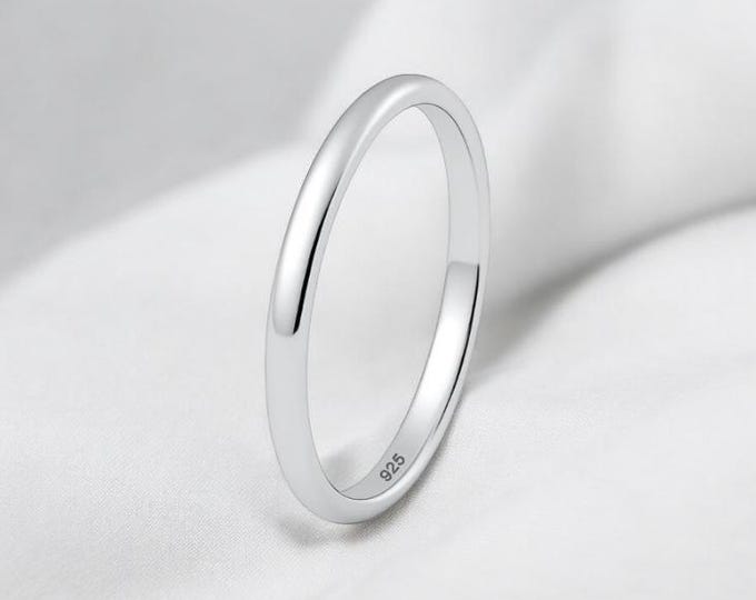 Sterling Silver 2MM Plain Band Thumb Ring Wedding Band