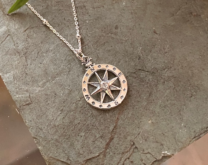 Sterling Silver Compass Necklace