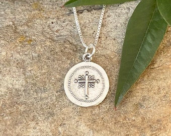 Sterling Silver Cross Medallion Style Necklace or Pendant