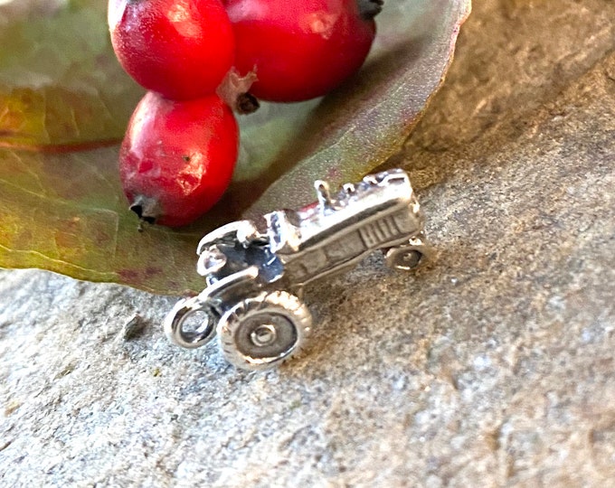 Sterling Silver Tractor Charm Pendant