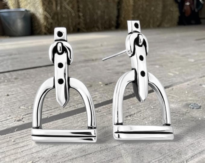 Sterling Silver Equestrian Horse Stirrup Earrings