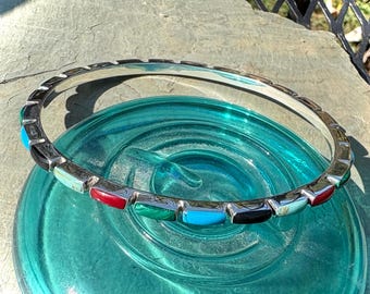 Sterling Silver and Multi Stone Bangle Bracelet