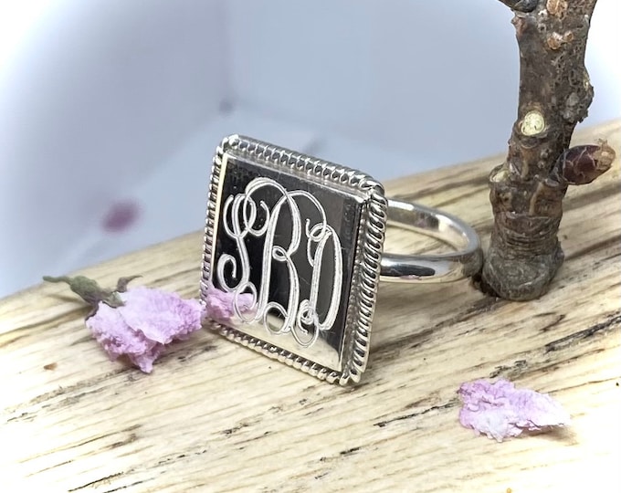 monogram ring silver