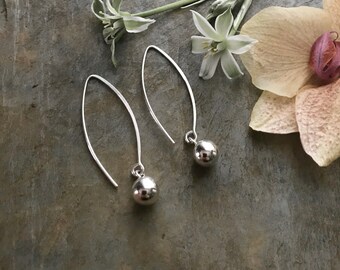 Sterling Silver Tiny Bead Drop  Earrings